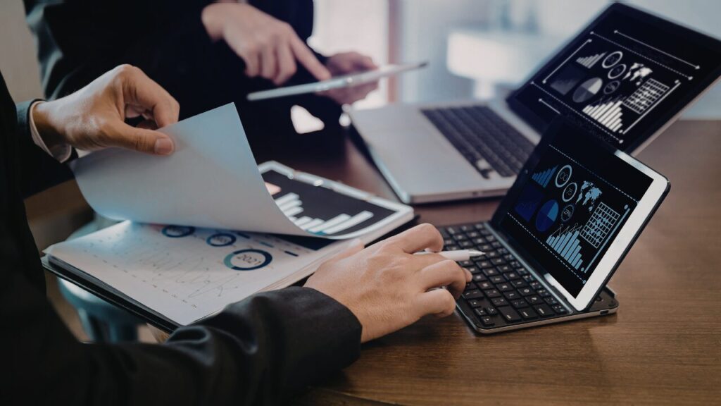 Team collaborating using multiple devices