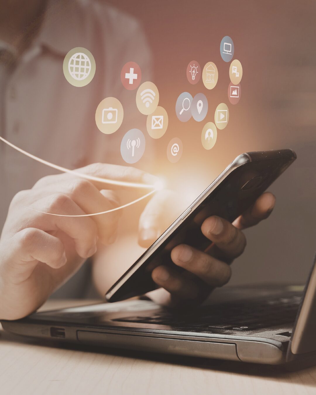 Devices connected through digital data flow