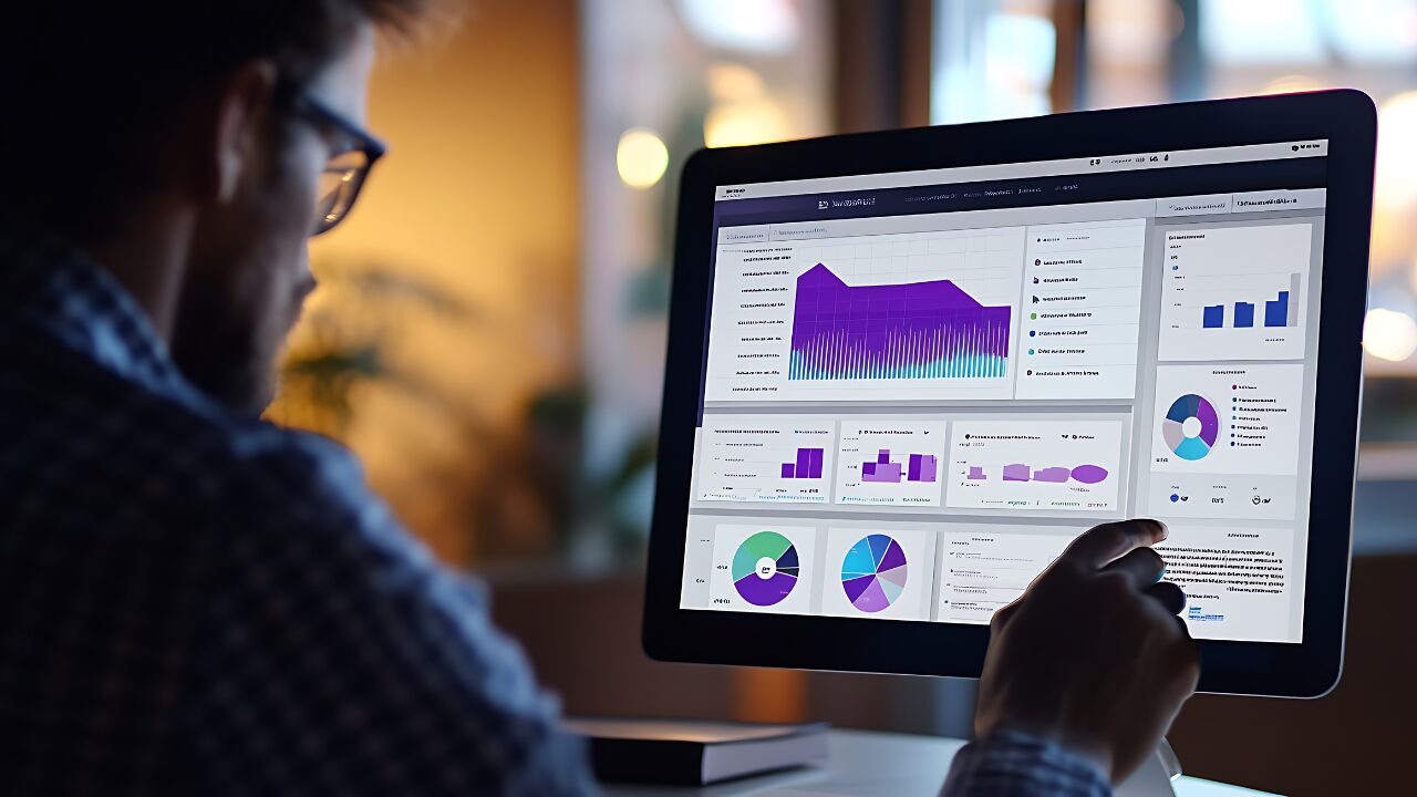 Data charts displayed on computer screen